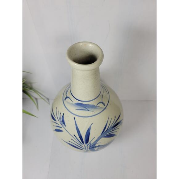 Vintage Japanese Sake Tokkuri, Pottery Bottle Gray Blue Bamboo - Picture 2 of 5